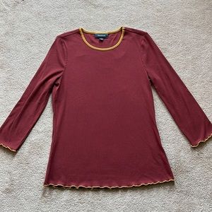 ModCloth Ribbed Three Quarter Sleeve Ruffle Shirt